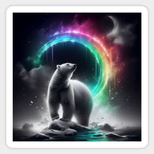 Monochromatic Polar Bear Within Rainbow Color Splash Sticker